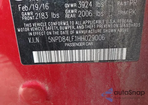 2017 Hyundai Elantra Se from USA, damaged, VIN 5NPD84LF1HH029006